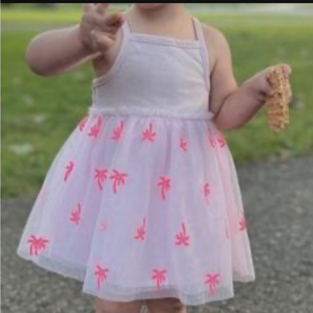 Cute Toddler Dress with Pink Palm Trees